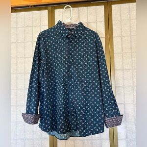 Soul of London Men's Navy Patterned Shirt, XL